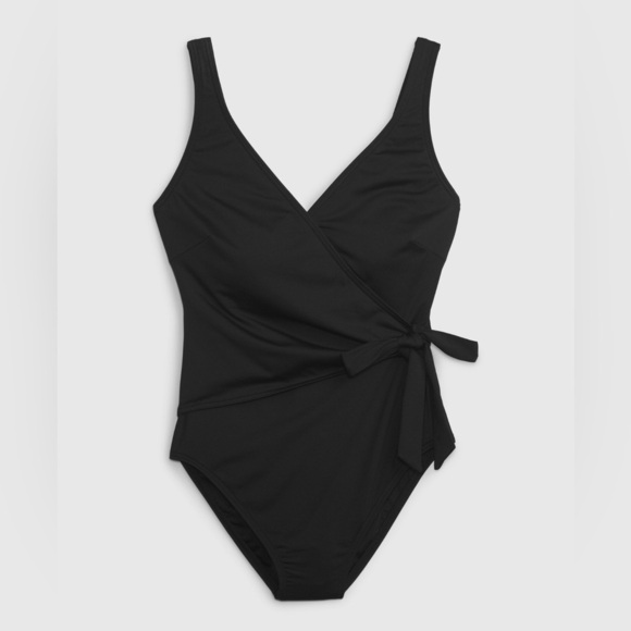 NWT! GAP Black Wrap Front One-Piece Swimsuit - Size Medium 💎 - Picture 6 of 7